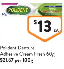 Foodworks Polident denture adhesive cream fresh offer