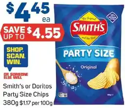 Foodland Smith's or doritos party size chips offer