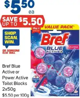 Foodland Bref blue active or power active toilet blocks offer