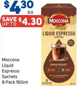 Foodland Moccona liquid espresso sachets offer
