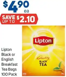 Foodland Lipton black or english breakfast tea bags offer