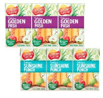 Coles Golden Circle Fruit Drink 6x250mL offer