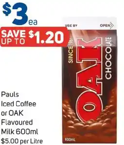 Foodland Pauls iced coffee or oak flavoured milk offer