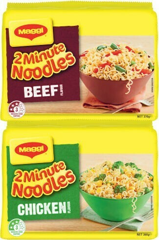 Coles Maggi 2 Minute Noodles 5 Pack 335g-370g offer