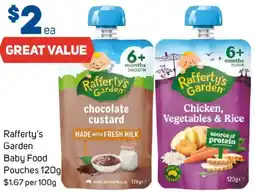 Foodland Rafferty's garden baby food pouches offer