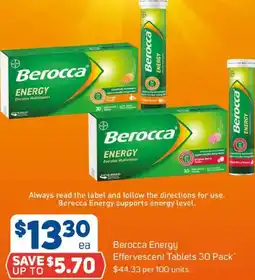 Foodland Berocca Energy Effervescent Tablets offer