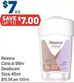 Foodland Rexona clinical 96hr deodorant stick offer
