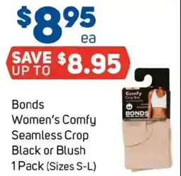 Foodland Bonds women's comfy seamless crop black or blush offer