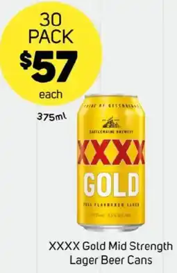 Foodland Xxxx gold mid strength lager beer cans offer