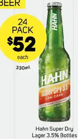 Foodland Hahn Super Dry Lager 3.5% Bottles offer