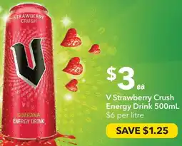 Ritchies V strawberry crush energy drink offer