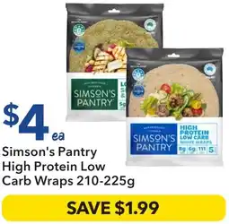 Ritchies Simson's pantry high protein low carb wraps offer