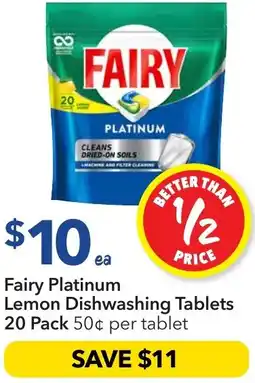 Ritchies Fairy platinum lemon dishwashing tablets offer