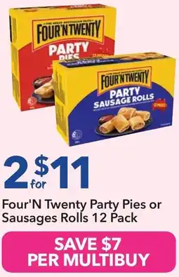 Ritchies Four'n twenty party pies or sausages rolls offer