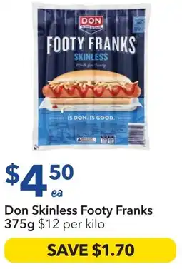 Ritchies Don skinless footy franks offer