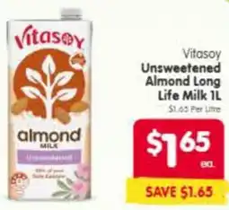 Spar Vitasoy unsweetened almond long life milk offer