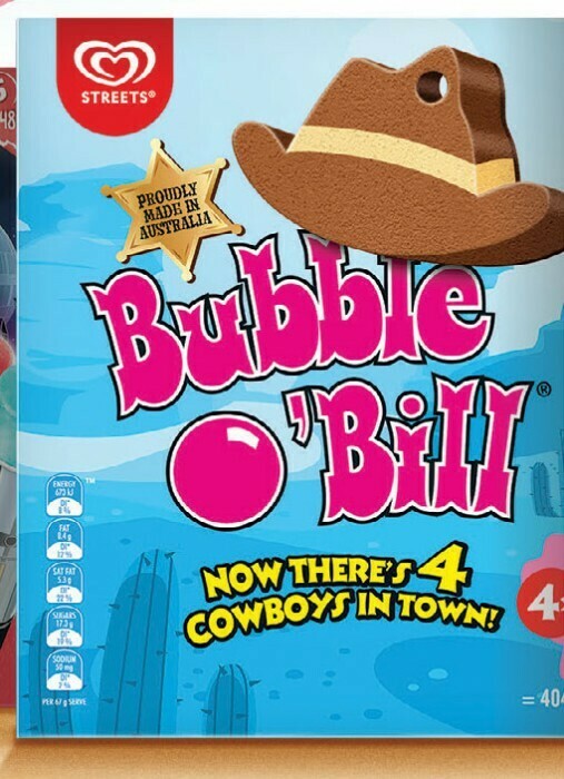 Streets Bubble O'Bill Ice Cream 4 Pack 404mL offer at Coles