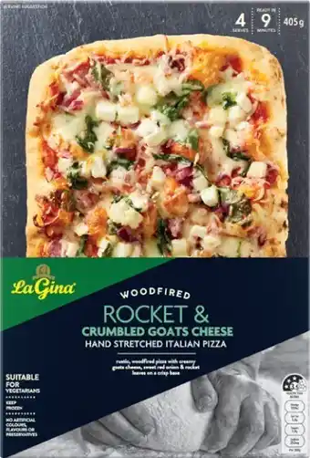 Woolworths La Gina Woodfired Rocket & Crumbled Goats Cheese Italian Pizza 405g offer