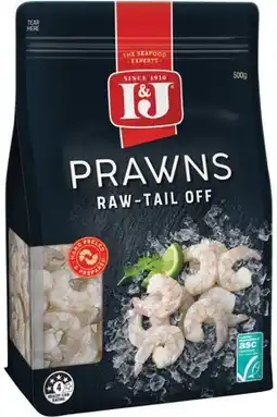 IGA I&J Raw Prawns Selected Varieties offer