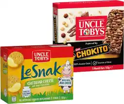 IGA Uncle Tobys Muesli Bars 5‑6 Pack, Le Snak or Roll‑Ups 6 Pack Selected Varieties offer