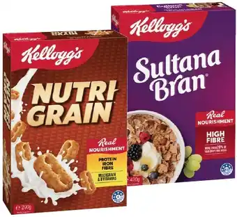 IGA Kellogg’s Cereal Nutri‑Grain 290g, Sultana Bran 420g or Special K Original 300g offer