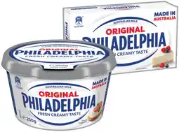 IGA Philadelphia Cream Cheese Spreadable Tub or Block 250g Selected Varieties offer