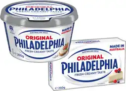 IGA Philadelphia Cream Cheese Spreadable Tub or Block 250g Selected Varieties offer