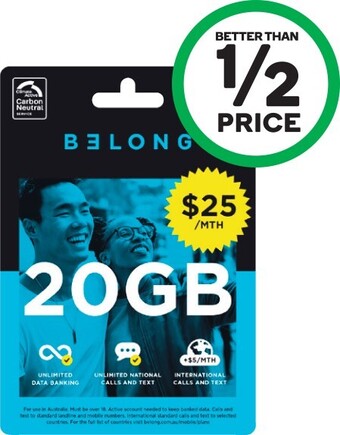 Woolworths Belong $25 Sim Starter Kit* offer