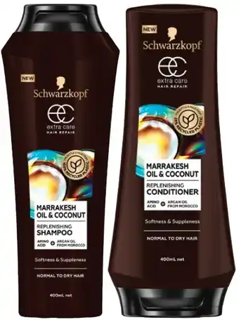Schwarzkopf Extra Care Hair Repair Shampoo or Conditioner 400mL Selected Varieties