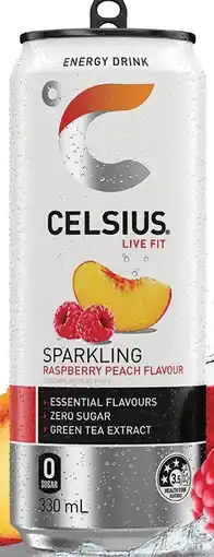 IGA NEW Celsius Raspberry Peach Sparkling Energy Drink offer