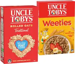IGA Uncle Tobys Traditional or Quick Rolled Oats 1kg or Vita Weeties 510g Selected Varieties offer