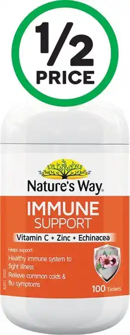 Woolworths Natureu2019s Way Daily Immunity with Vitamin C & Zinc & Echinacea Pk 100~ offer