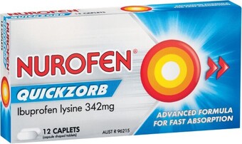 Woolworths Nurofen Quickzorb Quick Pain Relief Caplets 200mg Ibuprofen Pk 12^ offer