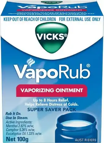 Woolworths Vicks Chest Rub Vaporub 100g# offer
