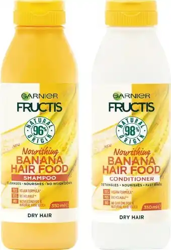 Woolworths NEW Garnier Fructis Hair Food Banana Shampoo or Conditioner 350ml offer