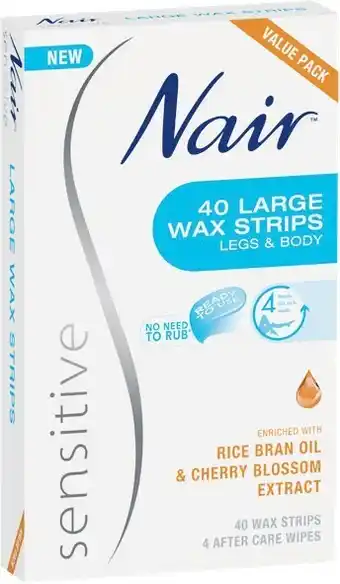 Woolworths Nair Sensitive Wax Strips Pk 40 offer