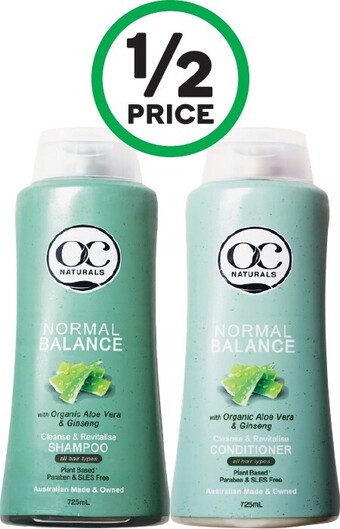 Woolworths OC Naturals Shampoo or Conditioner 725ml offer