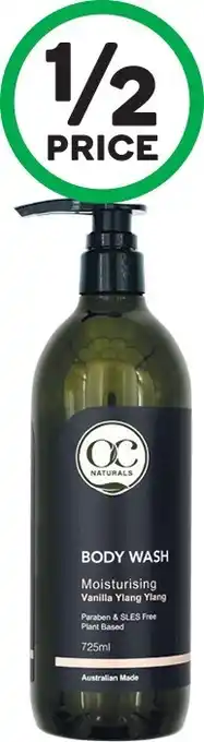 Woolworths OC Naturals Body Wash Moisturising Vanilla Ylang Ylang 725ml offer