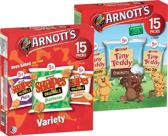 IGA Arnott's Shapes, Tiny Teddy, Minis or Favourites 12-15 Pack Selected Varieties offer