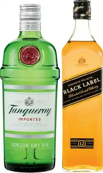 IGA Tanqueray Gin or Johnnie Walker Black Label Scotch 700mL offer