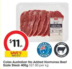 Coles Coles australian no added hormones beef sizzle steak offer