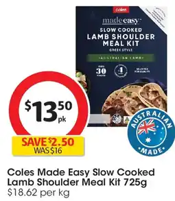 Coles Coles made easy slow cooked lamb shoulder meal kit offer