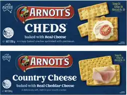 Coles Arnott's Cheds or Country Cheese Crackers 250g offer