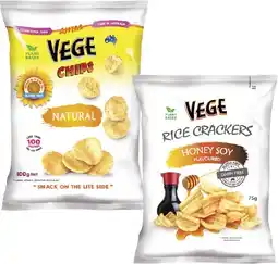 Coles Vege Chips 100g or Rice Crackers 75g offer
