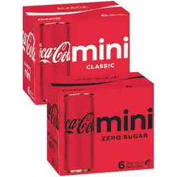 Woolworths Coca-Cola Classic, Zero Sugar or Diet Soft Drink Varieties 6 x 250ml offer