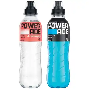 Powerade Drink Flo Cap or Active Water 600ml