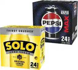 Coles Pepsi Max or Solo Zero Sugar Soft Drink 24x375mL offer
