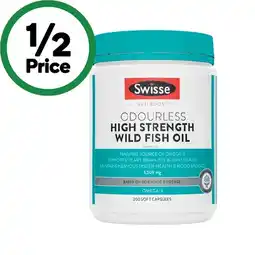 Woolworths Swisse Ultiboost Odourless High Strength Wild Fish Oil Capsules offer