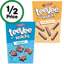 Woolworths Arnott’s TeeVee Snacks 175g or Arnott’s Wagon Wheels Pk 8 190g offer