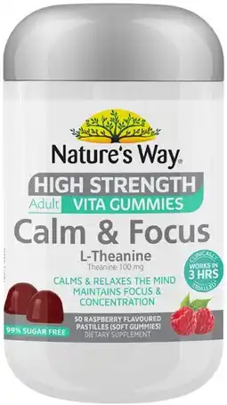 Coles NEW Nature's Way High Strength Adult Vita Gummies Calm & Focus L-Theanine offer